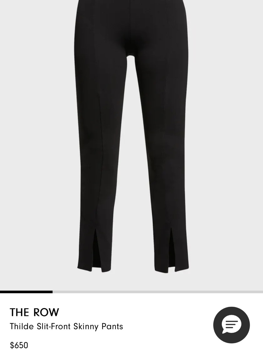 The Row Thilde Black Slit-Front Skinny Pants